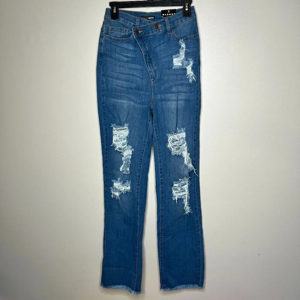 NWT! Fashion Nova "Don't Get Crossed Over Slouch Fit" High Rise Jeans Size 7 - Picture 7 of 15